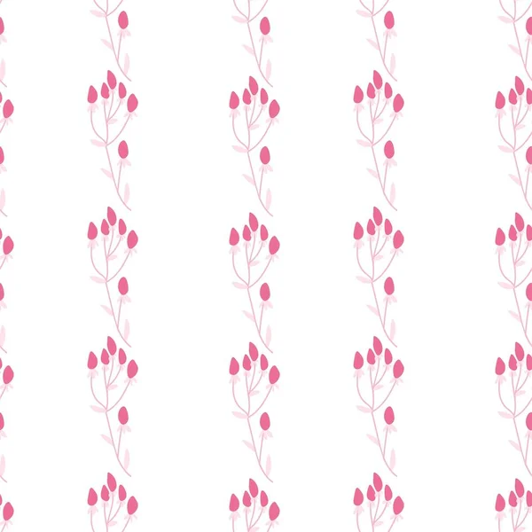 Valentine Day Vector Pattern Flowers Pink Color White Background Festive — 图库矢量图片