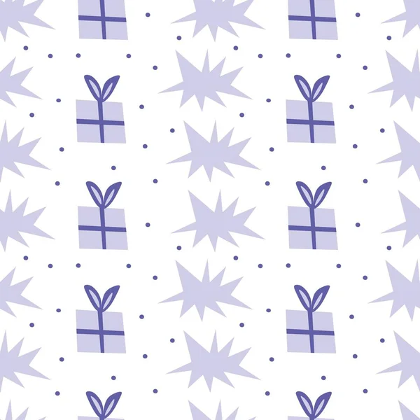 Seamless Vector Pattern Gift Trend Purple Background Minimalistic Animalistic Print — Vettoriale Stock