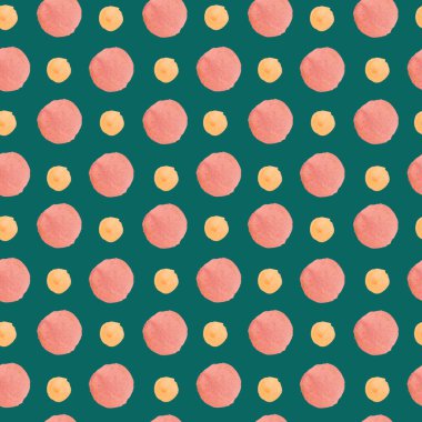 Seamless abstract pattern with pastel shapes on trendy green background. Watercolor, textural, repeating hand painted print. Designs for textile, fabric, wrapping paper, packaging, scrapbook paper.