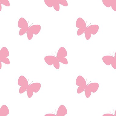 Vector seamless pattern with pink silhouettes of butterflies for Valentine's Day background.Simple print with summer insect in doodle style.Design for packaging,textiles,wrapping paper,scrapbook.