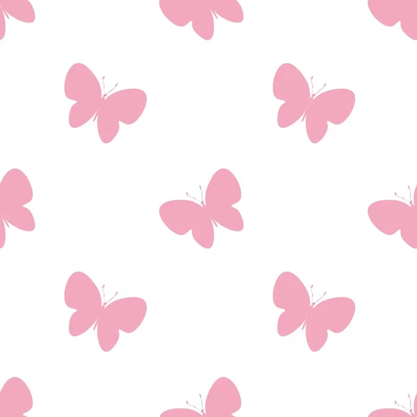 Vector Seamless Pattern Pink Silhouettes Butterflies Valentine Day Background Simple —  Vetores de Stock