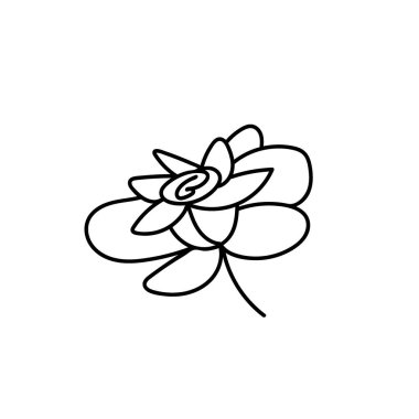 Vector illustration of a rose for Valentine's Day with a black line on an isolated background. Single, simple, festive picture in doodle style. Design for cards, stickers, posters, web, packaging.