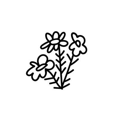 Vector illustration of a rose for Valentine's Day with a black line on an isolated background. Single, simple, festive picture in doodle style. Design for cards, stickers, posters, web, packaging.