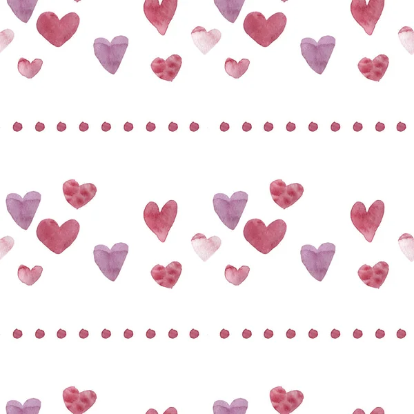 Watercolor Seamless Pink Valentine Day Pattern White Isolated Background Textured — Stock Photo, Image