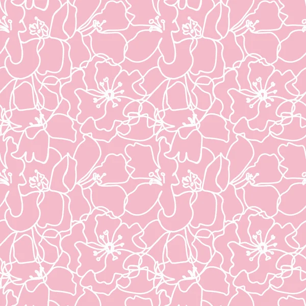 ピンクの背景に桜とベクトルシームレスパターン お祝いの手は 印刷を描いた 包装紙 ファブリック 包装のためのデザイン — ストックベクタ