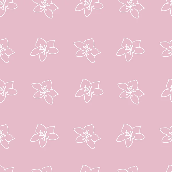 Vektornahtloses Muster Mit Sakura Auf Rosa Hintergrund Frühling Botanische Florale — Stockvektor