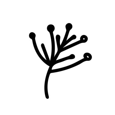 Sevgililer Günü için izole edilmiş siyah bir arkaplanı olan bir şubenin vektör çizimi. Karalama tarzında tek, basit, şenlikli bir resim. Kartlar, çıkartmalar, posterler, ağ, ambalaj için tasarım.