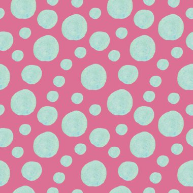 Karalamalarda pembe arkaplanda soyut lekeler olan suluboya desensiz desen. Desenli, parlak, çocuk tarzında şekillerle yazdırılmış. Kumaş, ambalaj kağıdı, tekstil, duvar kağıdı,.