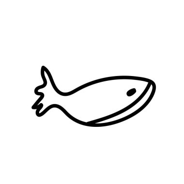 İzole edilmiş beyaz zemin üzerinde tropikal balıkların vektör basit illüstrasyonu.Okyanus, karalama şeklinde çizilmiş yaz sualtı hayvan eli. Kartpostallar, çıkartmalar, paketler, sosyal medya, web, boyama için tasarım.