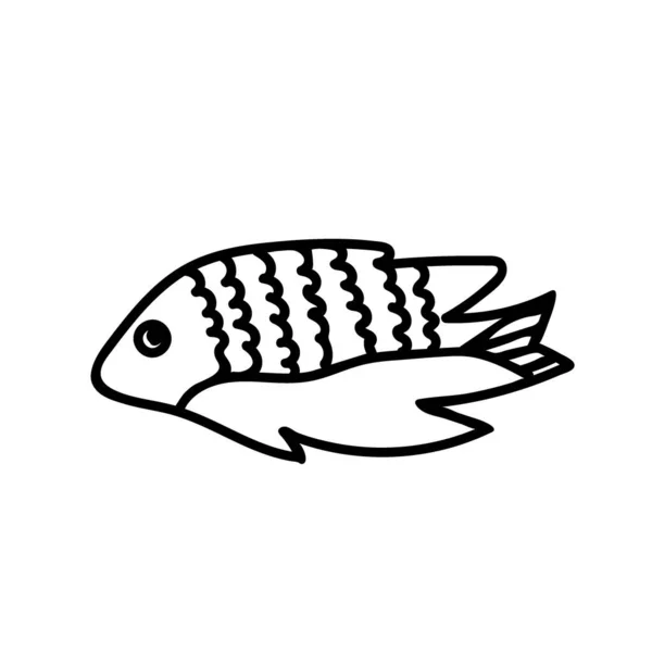 Vektor Enkel Illustration Med Tropisk Fisk Vit Isolerad Bakgrund Hav — Stock vektor