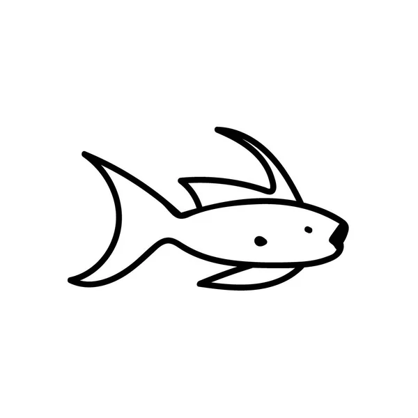 白い隔離された背景に熱帯魚とベクトルシンプルなイラスト オーシャン 夏の水中動物の手は ドアスタイルで描かれています ポストカードのためのデザイン ステッカー パッケージ ソーシャルメディア ウェブ — ストックベクタ
