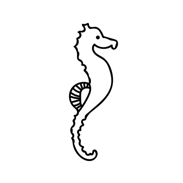 Vektor Egyszerű Illusztráció Seahorse Fehér Elszigetelt Hátteret Ocean Nyári Víz — Stock Vector