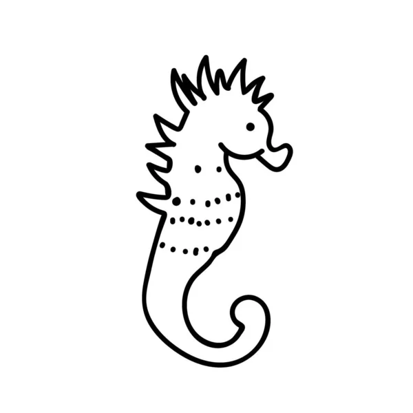 Vektor Enkel Illustration Med Seahorse Vit Isolerad Bakgrund Ocean Sommar — Stock vektor