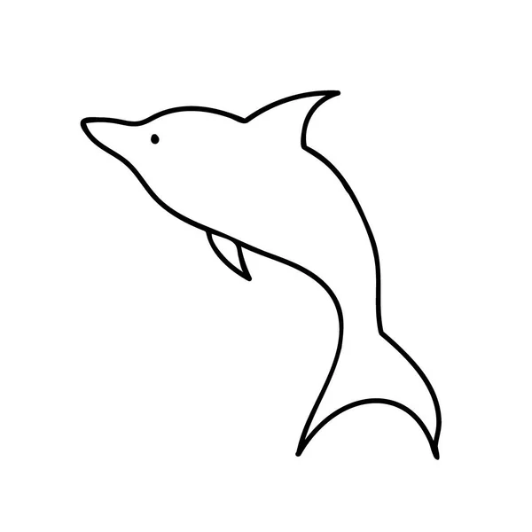 Ilustración Simple Vectorial Con Delfín Sobre Fondo Blanco Aislado Océano — Vector de stock