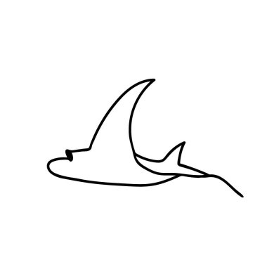 İzole edilmiş beyaz arkaplan üzerinde Stingray ile vektör basit illüstrasyonu.Okyanus, karalama şeklinde çizilmiş yaz sualtı hayvan eli. Kartpostallar, çıkartmalar, paketler, sosyal medya, web, boyama için tasarım.