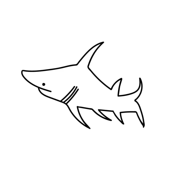 Vektor Einfache Illustration Mit Shark Auf Weißem Isoliertem Hintergrund Ozean — Stockvektor