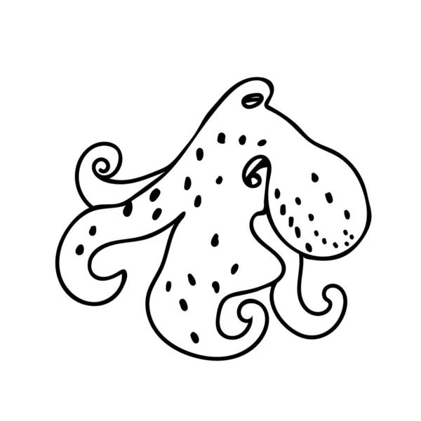 Ilustração Simples Vetorial Com Octopus Sobre Fundo Isolado Branco Oceano —  Vetores de Stock