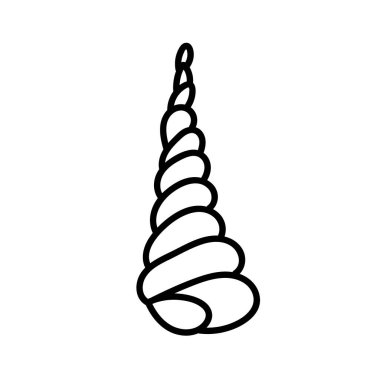 Kabuk ile izole edilmiş beyaz arkaplan üzerine vektör basit illüstrasyonu.Okyanus, karalama biçiminde çizilmiş yaz sualtı hayvan eli. Kartpostallar, çıkartmalar, paketler, sosyal medya, web, boyama için tasarım.