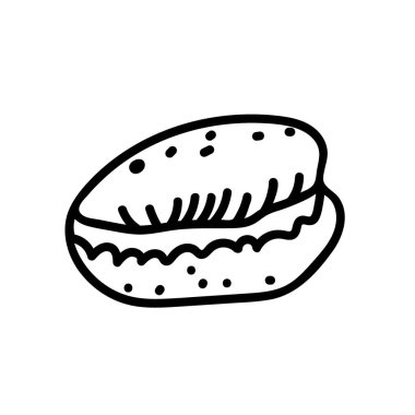 Kabuk ile izole edilmiş beyaz arkaplan üzerine vektör basit illüstrasyonu.Okyanus, karalama biçiminde çizilmiş yaz sualtı hayvan eli. Kartpostallar, çıkartmalar, paketler, sosyal medya, web, boyama için tasarım.