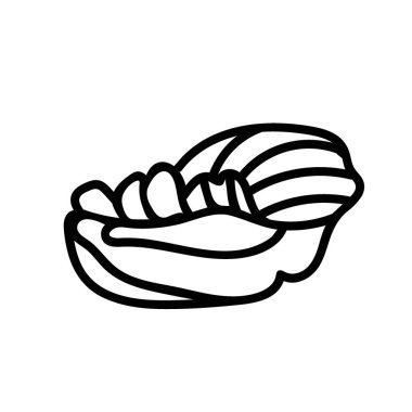 Kabuk ile izole edilmiş beyaz arkaplan üzerine vektör basit illüstrasyonu.Okyanus, karalama biçiminde çizilmiş yaz sualtı hayvan eli. Kartpostallar, çıkartmalar, paketler, sosyal medya, web, boyama için tasarım.