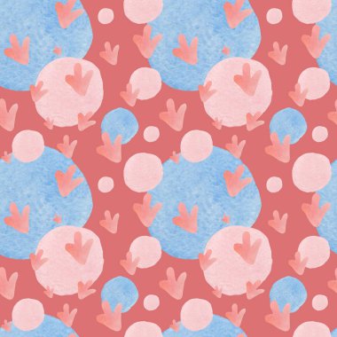 Soyut suluboya hippi izole edilmiş arka planda kusursuz desen. 70 'li yaşlarda, desenli, lekeli ve el boyası şekilli. Tekstil, kumaş, ambalaj kağıdı, ambalaj, yapıştırma kitabı tasarımları.