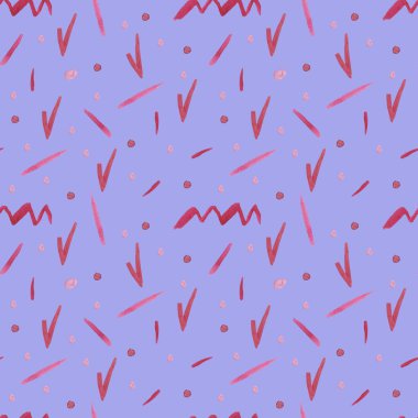 Çok Peri izole arka planda pembe elementlere sahip soyut suluboya. Parmak izi desenli lekeler ve el boyası şekiller. Tekstil, kumaş, ambalaj kağıdı, ambalaj kağıdı tasarımları..