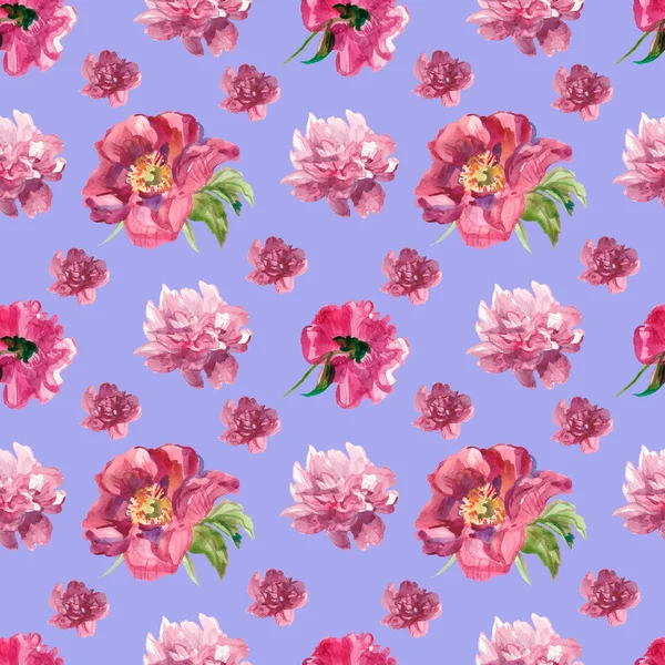带有粉红牡丹图案的水彩画 在非常孤立的背景上 植物学 花卉手绘印刷 纺织品 包装纸 剪贴设计 — 图库照片