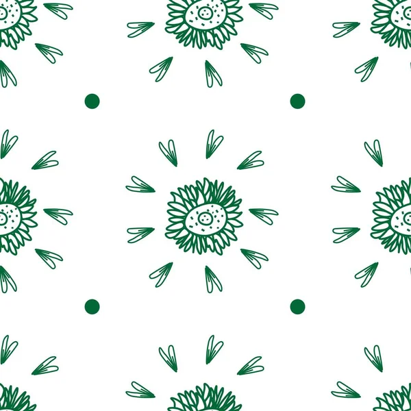 Цветочная Зеленая Линия Белом Фоне День Святого Патрика Летний Отпечаток — стоковый вектор