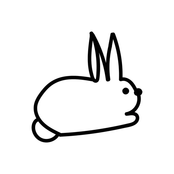 Vektor Einfache Schwarze Linie Hasen Illustration Für Ostern Hand Gezeichnet — Stockvektor