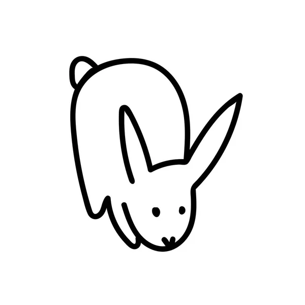 Vetor Simples Linha Preta Coelho Ilustração Para Easter Mão Desenhada —  Vetores de Stock