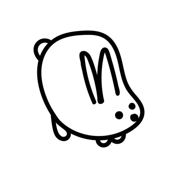 Illustration Simple Vectorielle Lapin Ligne Noire Pour Pâques Dessinée Main — Image vectorielle