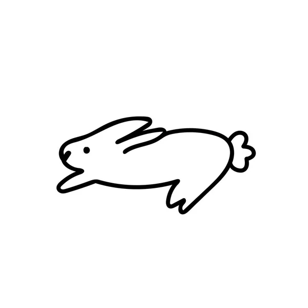 Vetor Simples Linha Preta Coelho Ilustração Para Easter Mão Desenhada —  Vetores de Stock