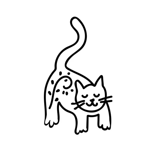 向量简单的黑线猫插图为复活节手绘 单春假动物图片的涂鸦风格 社交媒体 印刷设计 — 图库矢量图片
