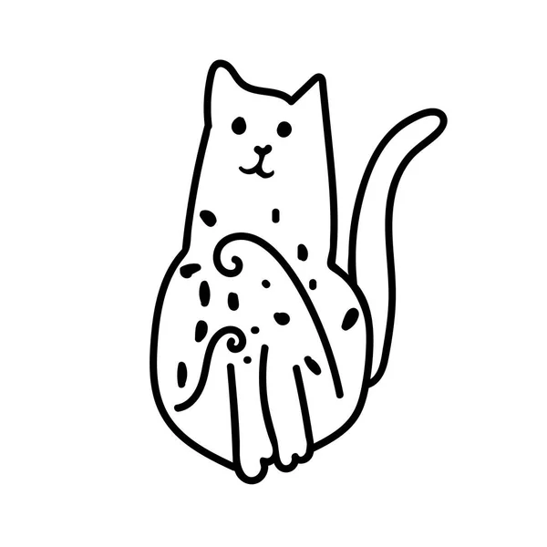 Illustration Vectorielle Simple Chat Ligne Noire Pour Pâques Dessinée Main — Image vectorielle