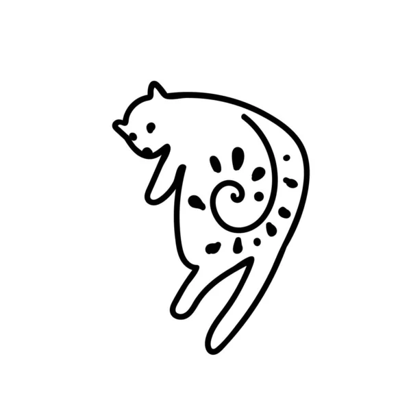 Векторна Проста Чорна Лінія Ілюстрація Кішки Великодня Намальована Одинарне Весняне — стоковий вектор