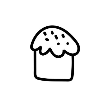 Paskalya pastası çizimleri için siyah çizgili basit bir illüstrasyon. Karalama tarzında tek kişilik bahar tatili fotoğrafı. Çıkartmalar, sosyal medya, kartlar, ambalaj, baskı için tasarım.