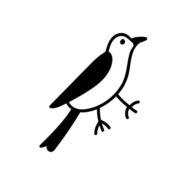 Vector Eenvoudige Zwarte Lijn Vogel Illustratie Voor Pasen Hand Getekend — Stockvector