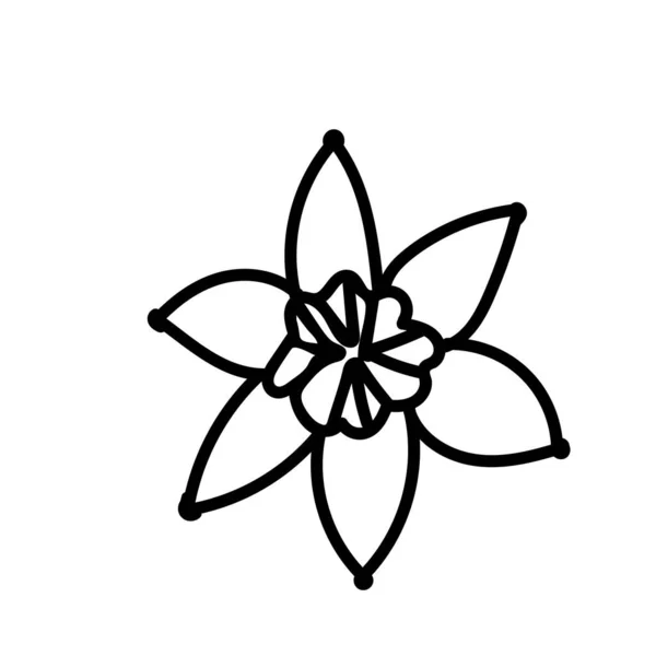 Vektor Enkel Illustration Våren Blommor Med Svart Linje För Påsk — Stock vektor