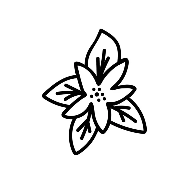 ベクトルシンプルなイラストイースター手描きの黒線の春の花 1つの植物の休日の画像の落書きスタイルです ステッカー ソーシャルメディア カード パッケージ 印刷のためのデザイン — ストックベクタ