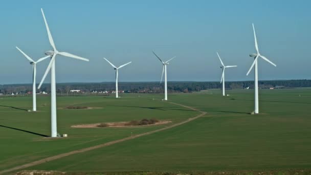 Windmühle Windkraft Technologie Drohnen Ansicht Über Windenergie Turbine Windmühle Energieproduktion — Stockvideo