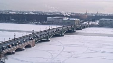Iron bridge over the river in the city center