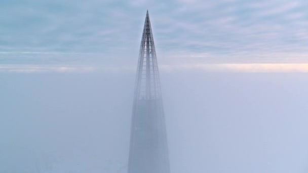Avrupa 'nın en yüksek binası. Lakhta Center gökdeleni.. — Stok video