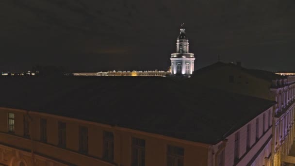 Éjszakai kilátás. Szentpétervár panorámája a városra — Stock videók