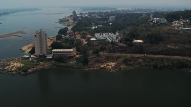 Bangui Centralafrikanska Republiken Flygfoto Över Floden Ubangi Högkvalitativ Film — Stockvideo
