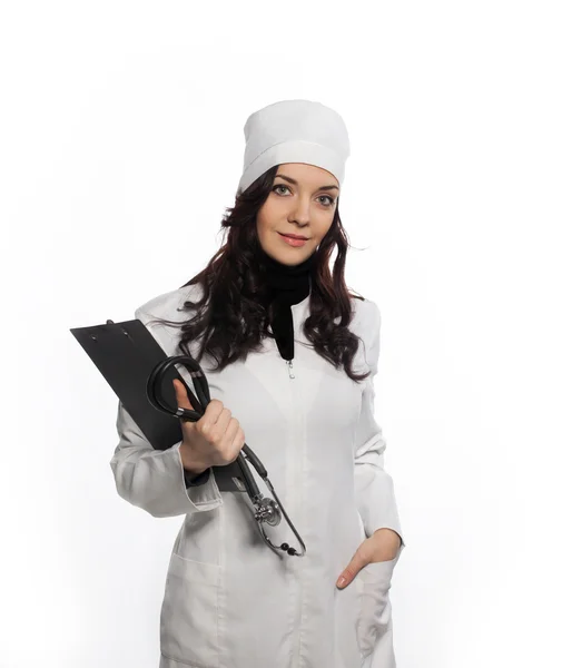 Menina bonita em um uniforme médico — Fotografia de Stock