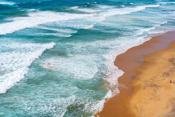 Vista Aérea Praia Areia Tropical Oceano Com Água Azul Turquesa — Fotografia de Stock