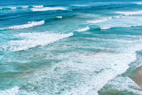 Vista Aerea Della Spiaggia Sabbia Tropicale Oceano Con Acqua Turchese — Foto Stock
