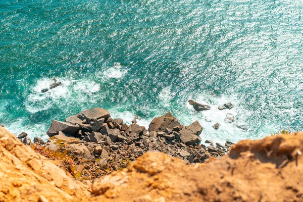 Atlantycki Widok Ocean Klifem Widok Wybrzeże Atlantyku Portugalii Cabo Roca — Zdjęcie stockowe