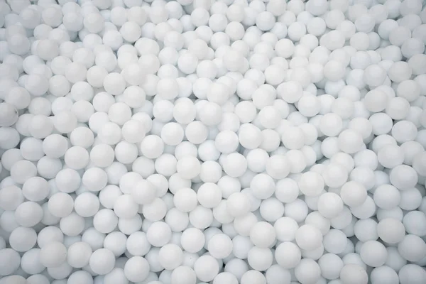 Many White Plastic Balls Dry Pool Amusement Park — Stock Photo, Image