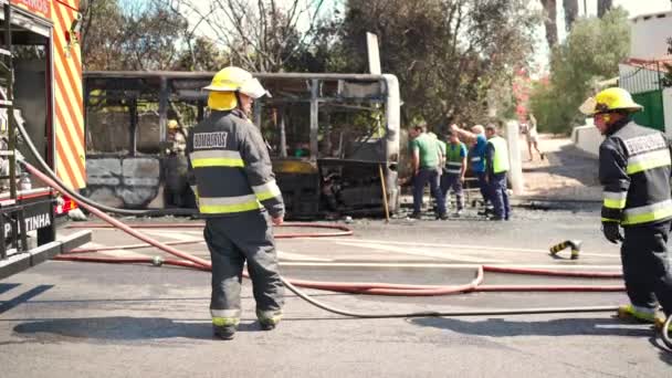 Portugal Odivelas September 2022 Rescue Team Firefighters Arrive Car Crash — 图库视频影像